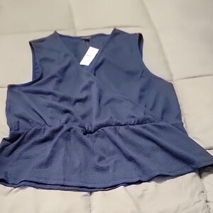 Ann Taylor Factory Dark Navy Faux-Wrap Peplum Camisole